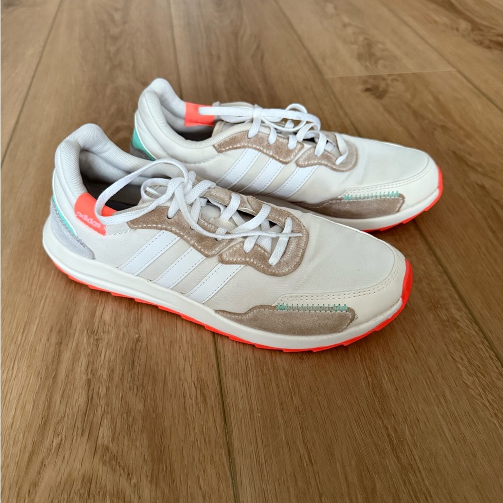 Adidas Women's White and Coral Athletic Shoes